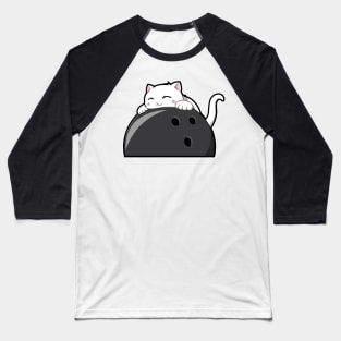 Cute Cat Hugging A Bowling Ball Baseball T-Shirt